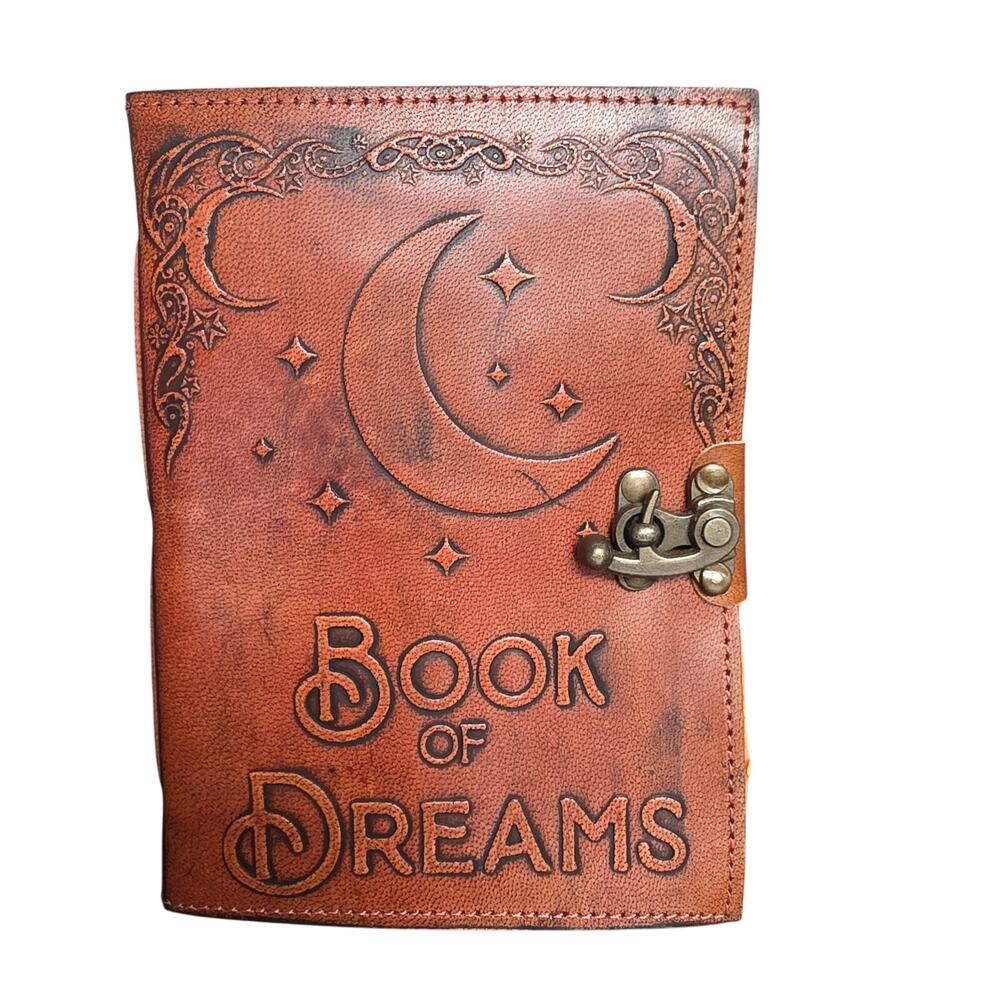 Brown Leather Journal Diary Metal Clasp Vintage Pgs 5x7 Book of Dreams